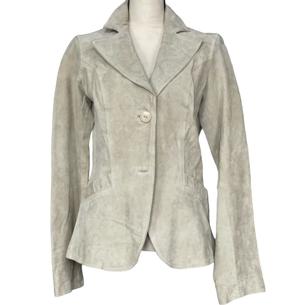 Mark Alan cream white suede leather jacket women's size M/L
